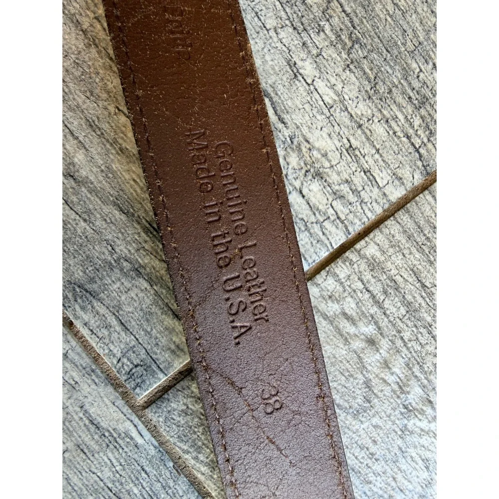 Genuine Leather Belt 38 Brown Classic Made in USA Mens Western‎ Dress Casual